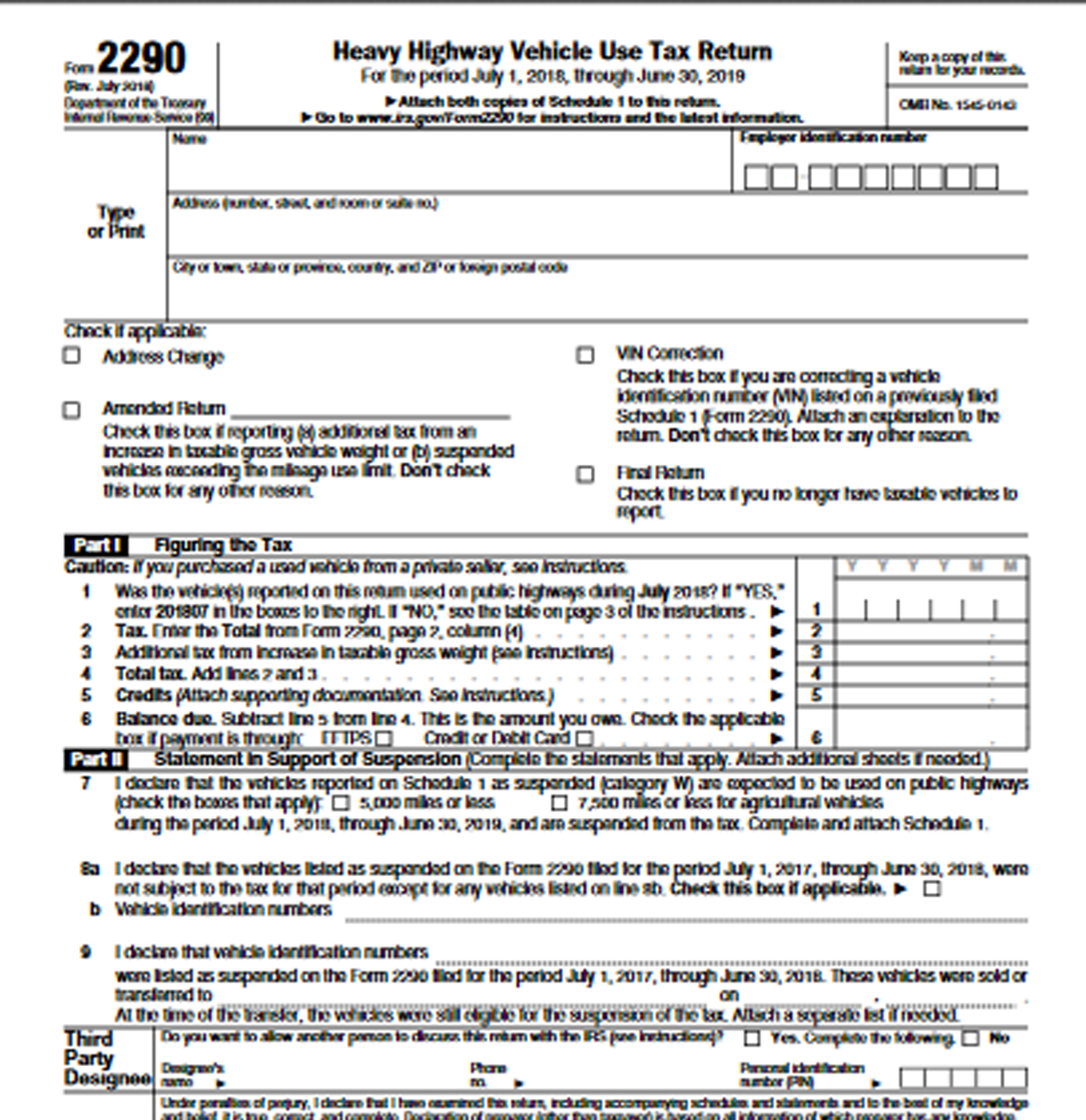 Form 2290 Printable - Printable World Holiday